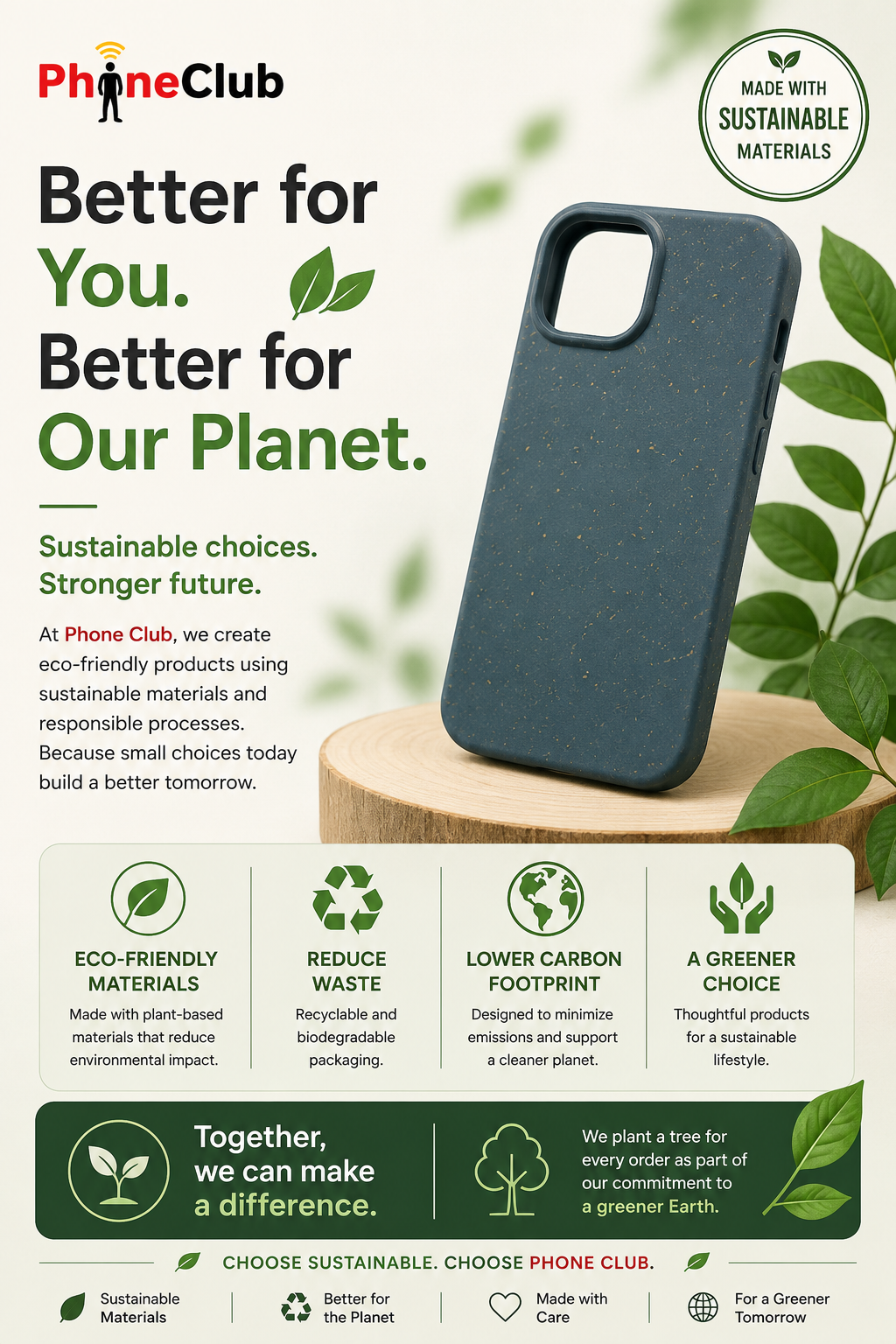 Environmental 2M Drop Protection Case 100% Biodegradable Case Designed for Your iPhone