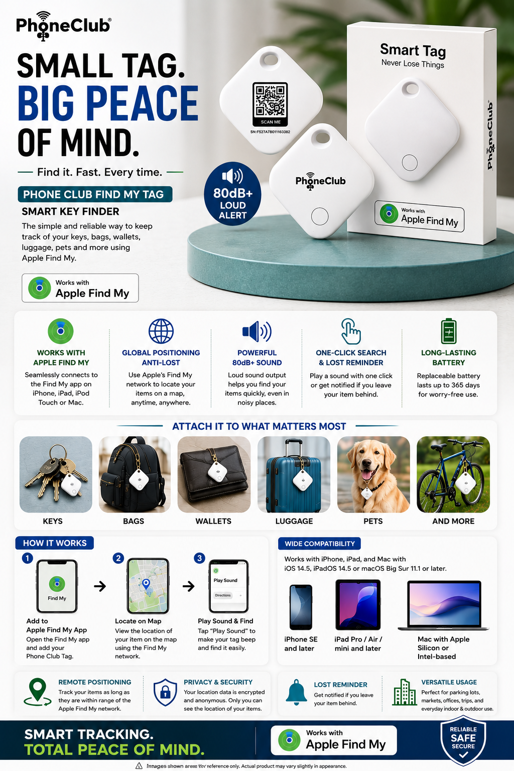 PHONE CLUB Find My Tag Smart Key Finder