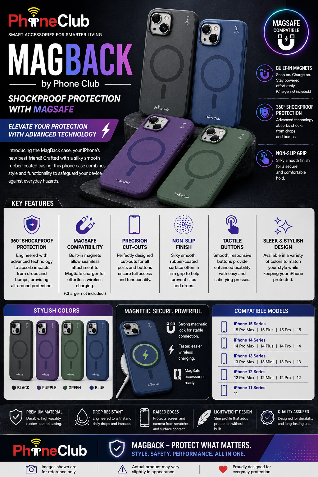 MagBack - Shockproof MagSafe Compatible Phone Case