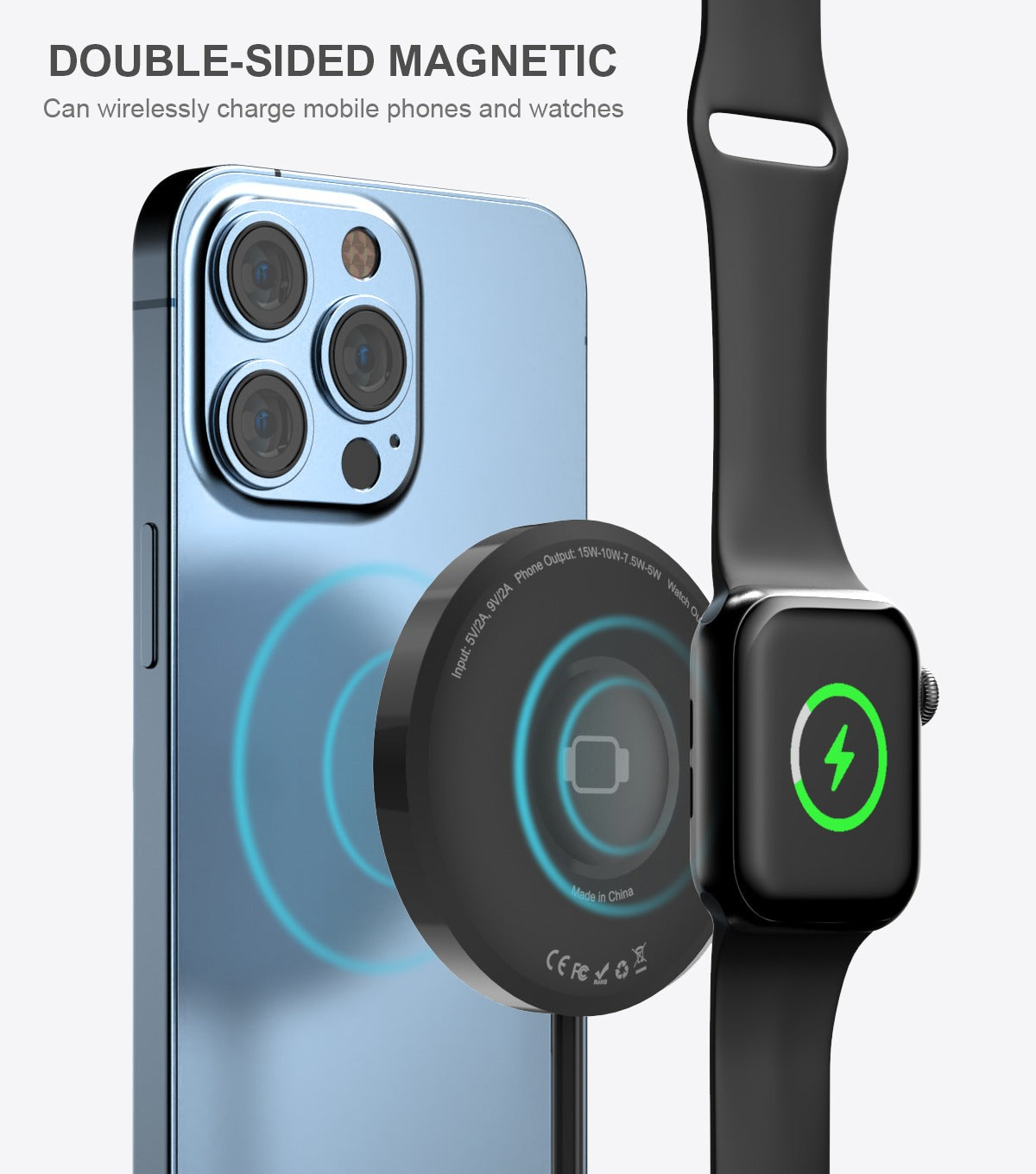 Phone Club 15W 3-in-1 Magnetic MagSafe Wireless Charger & Watch Charger