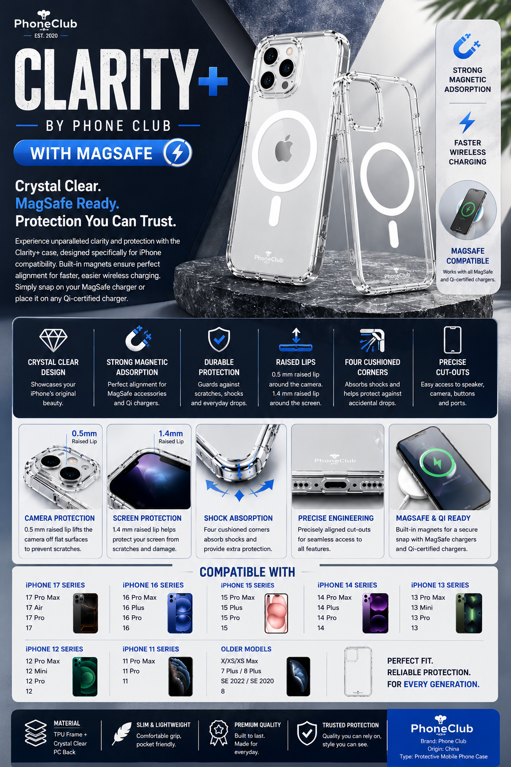 Clarity+ Crystal Clear MagSafe Protection for Your iPhone