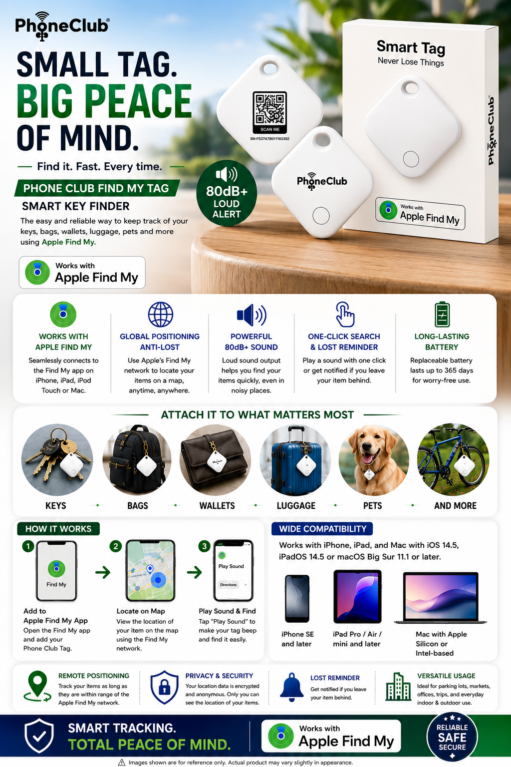 PHONE CLUB Find My Tag Smart Key Finder