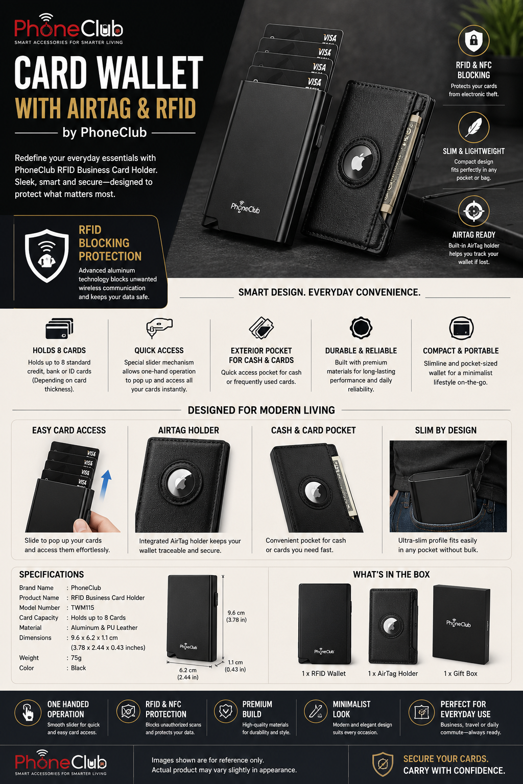 PhoneClub RFID Business Card Holder
