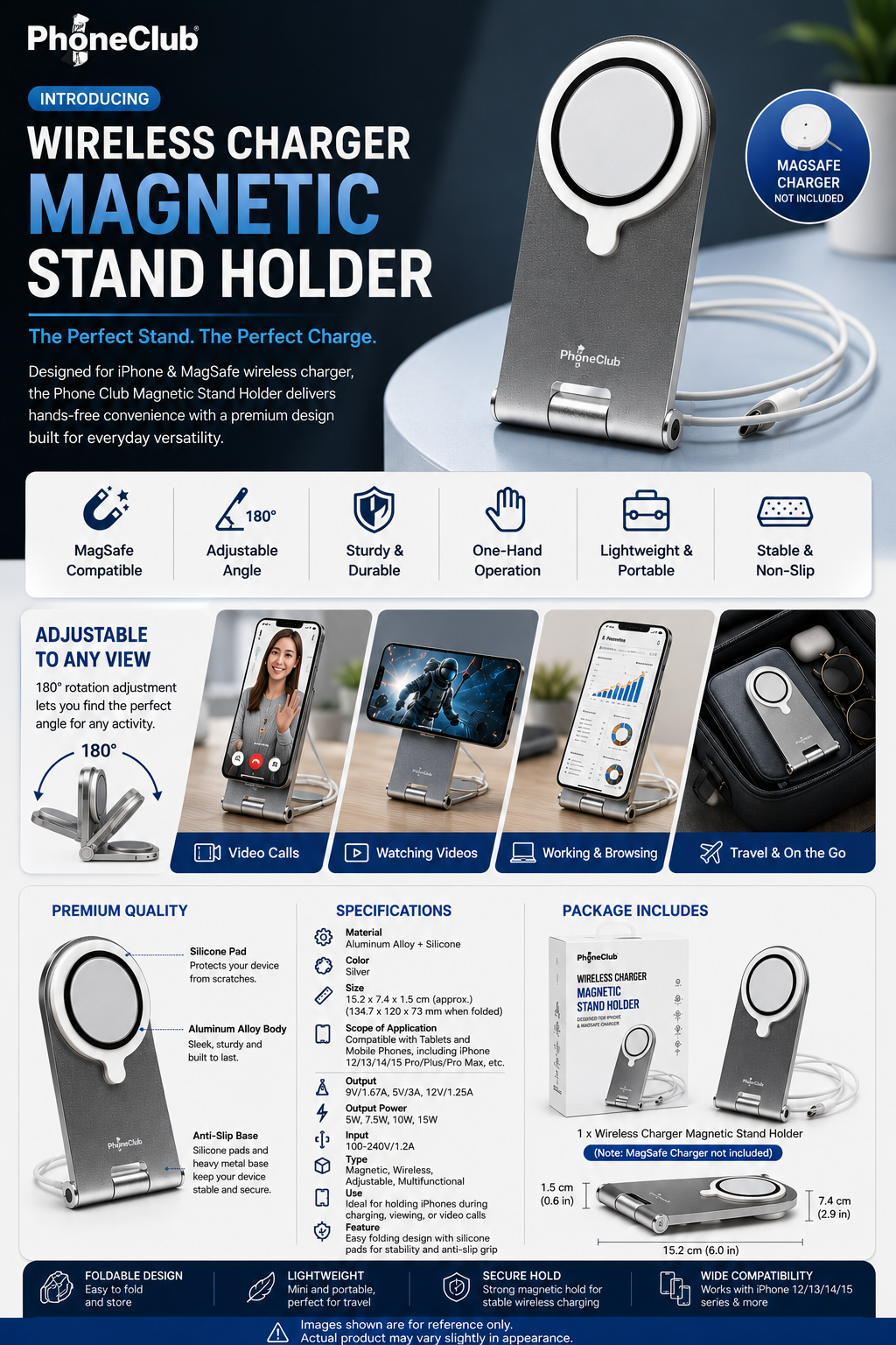 Phone Club Wireless Charger Magnetic Stand Holder