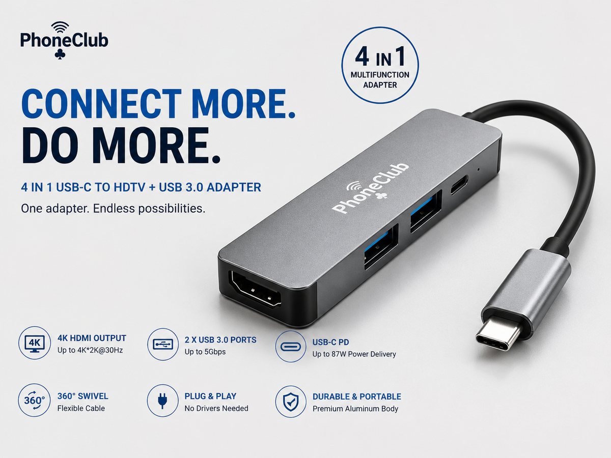 Phone Club 4 Port Type C USB Hub