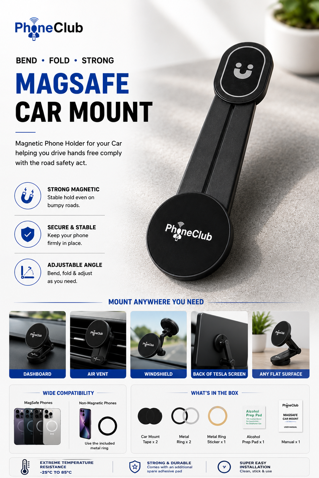 PHONE CLUB Folding Magnetic Phone Holder XJ-88 with Mag-Safe