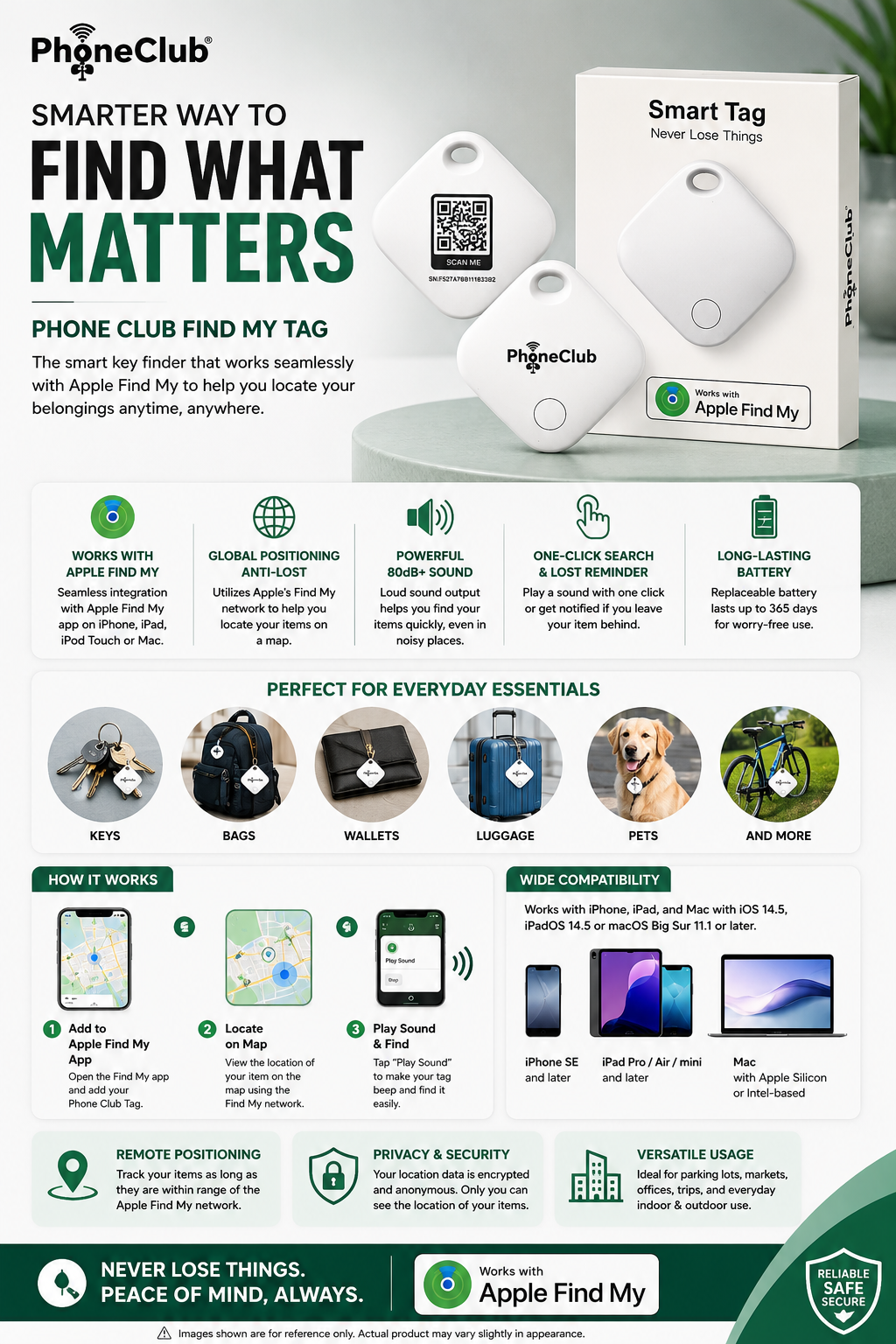 PHONE CLUB Find My Tag Smart Key Finder