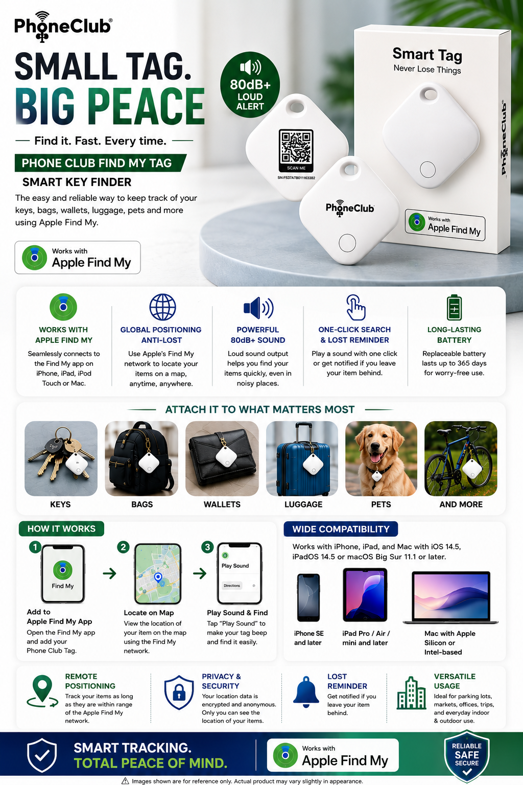 PHONE CLUB Find My Tag Smart Key Finder