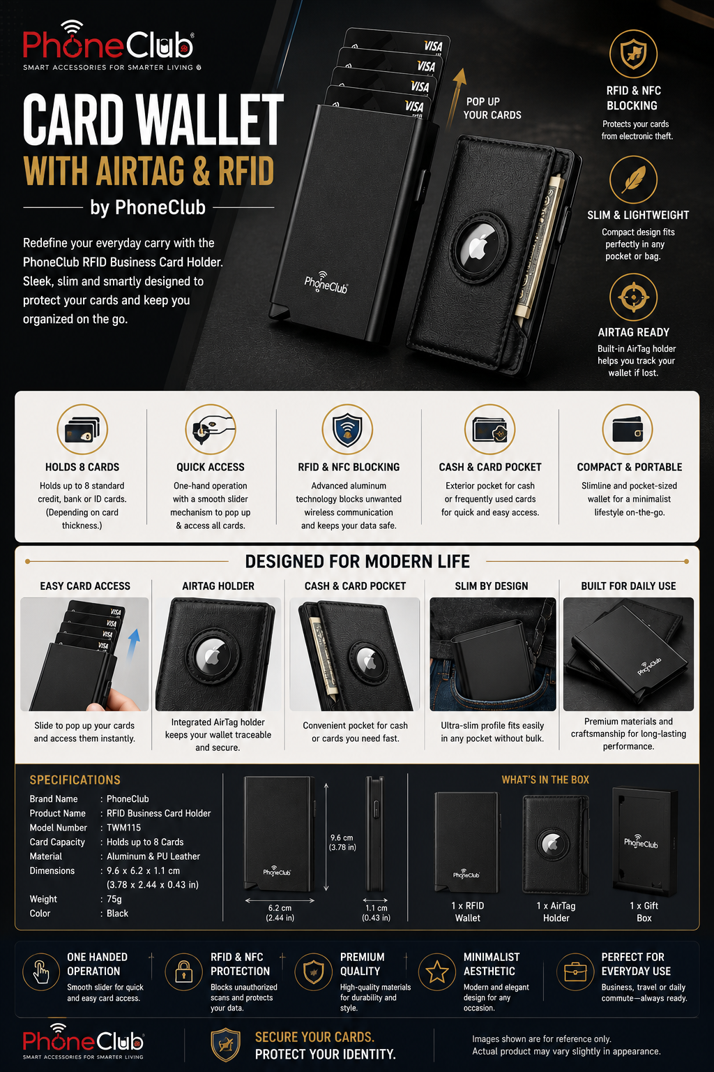PhoneClub RFID Business Card Holder