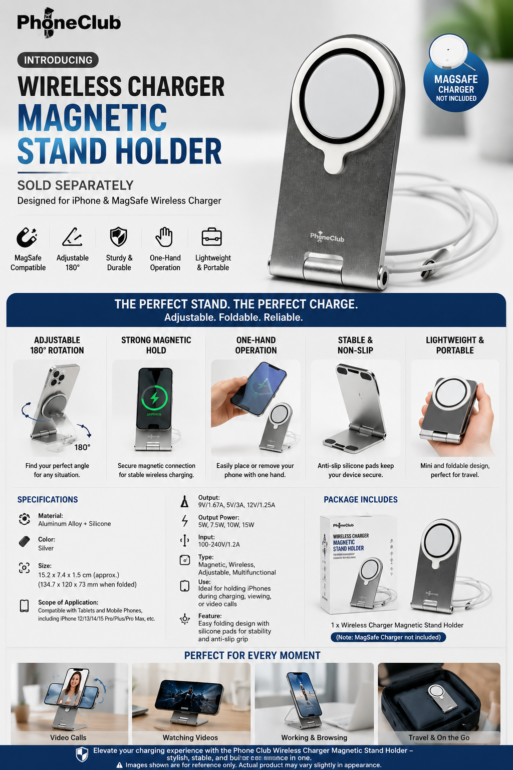Phone Club Wireless Charger Magnetic Stand Holder