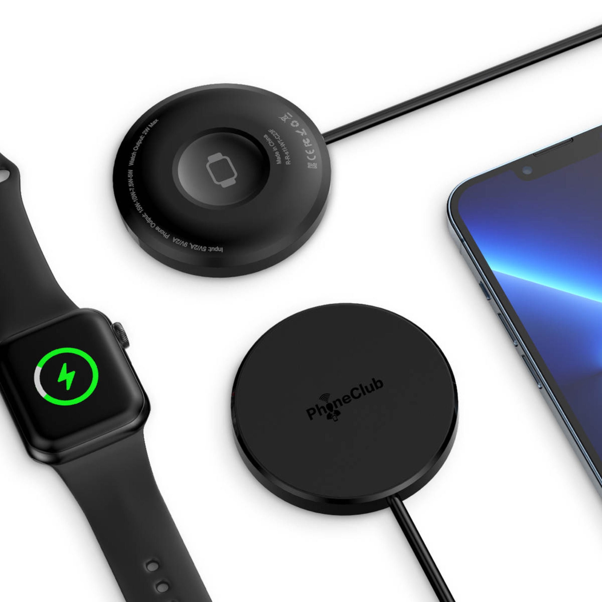 Phone Club 15W 3-in-1 Magnetic MagSafe Wireless Charger & Watch Charger