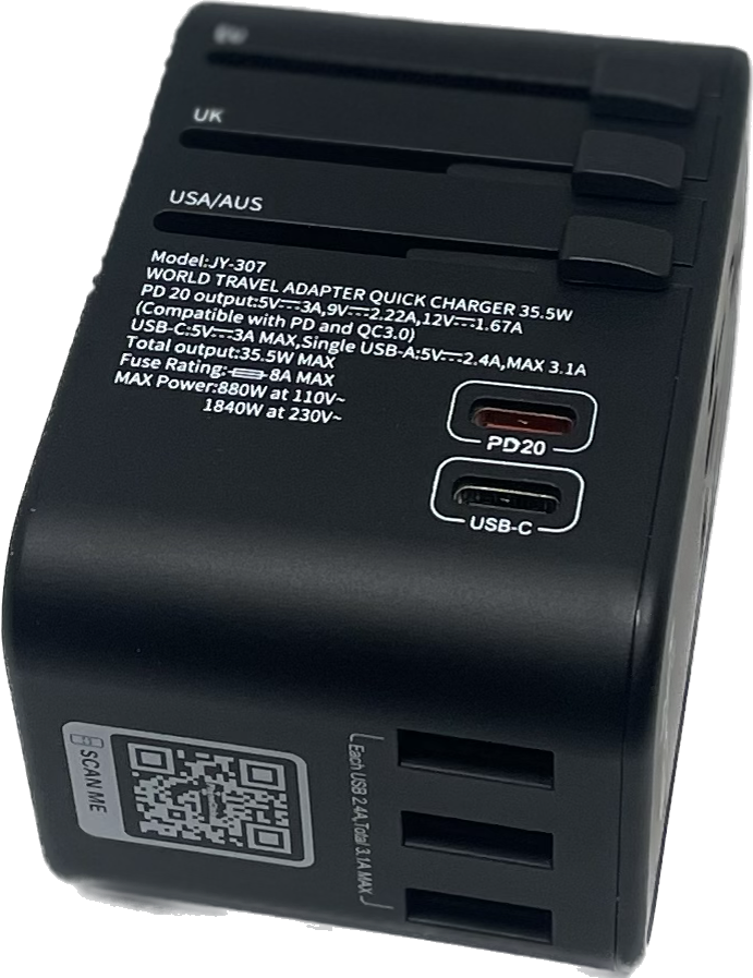Phone Club 35.5W World Wide Travel Adapter