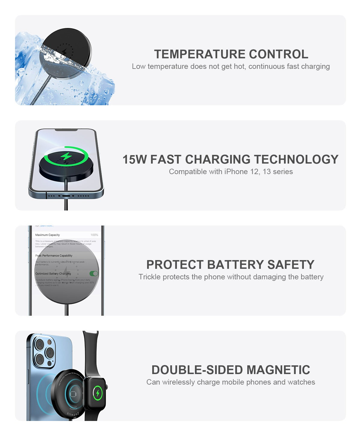 Phone Club 15W 3-in-1 Magnetic MagSafe Wireless Charger & Watch Charger