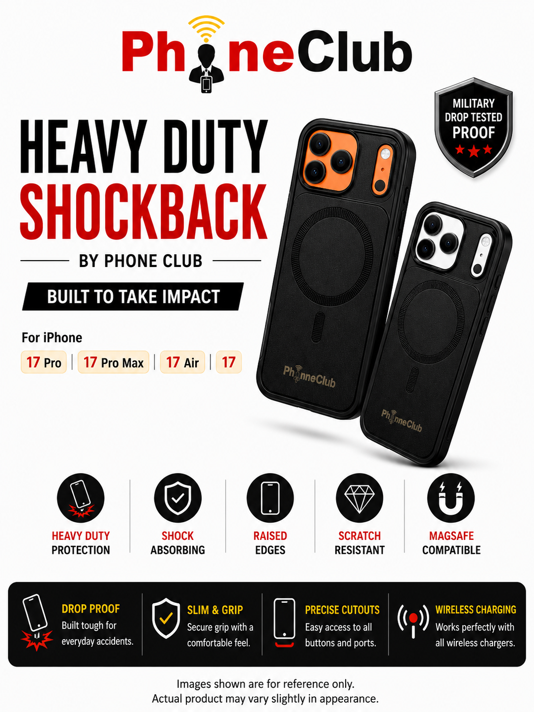 Shock Back by Phone Club Shockproof protection with MagSafe