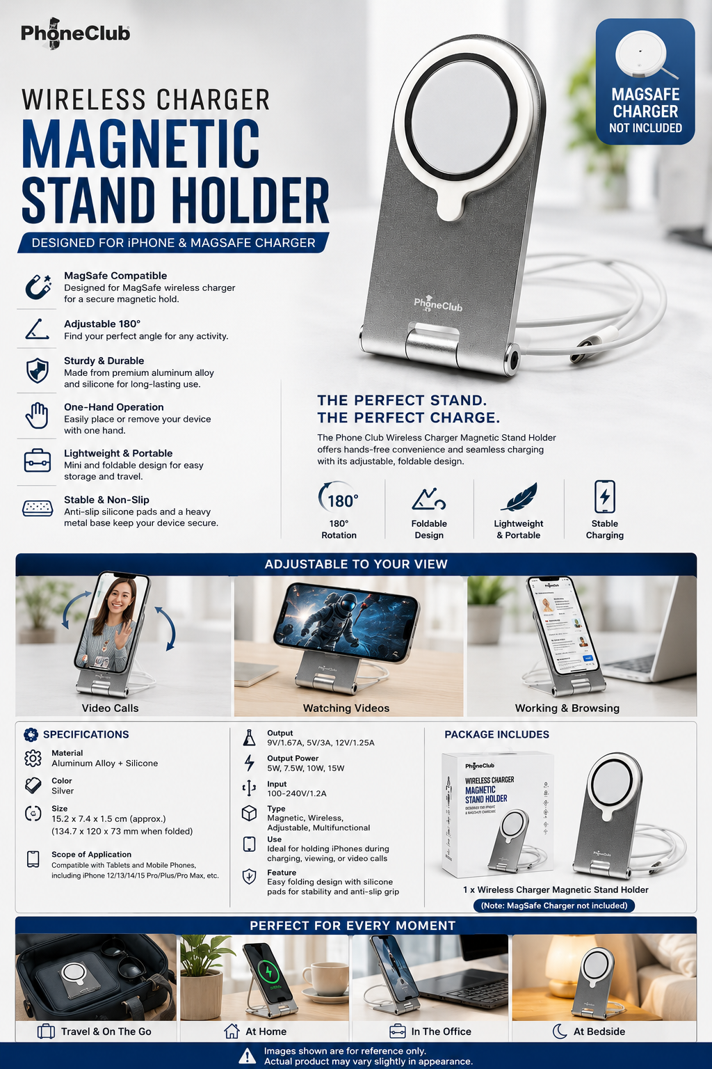 Phone Club Wireless Charger Magnetic Stand Holder