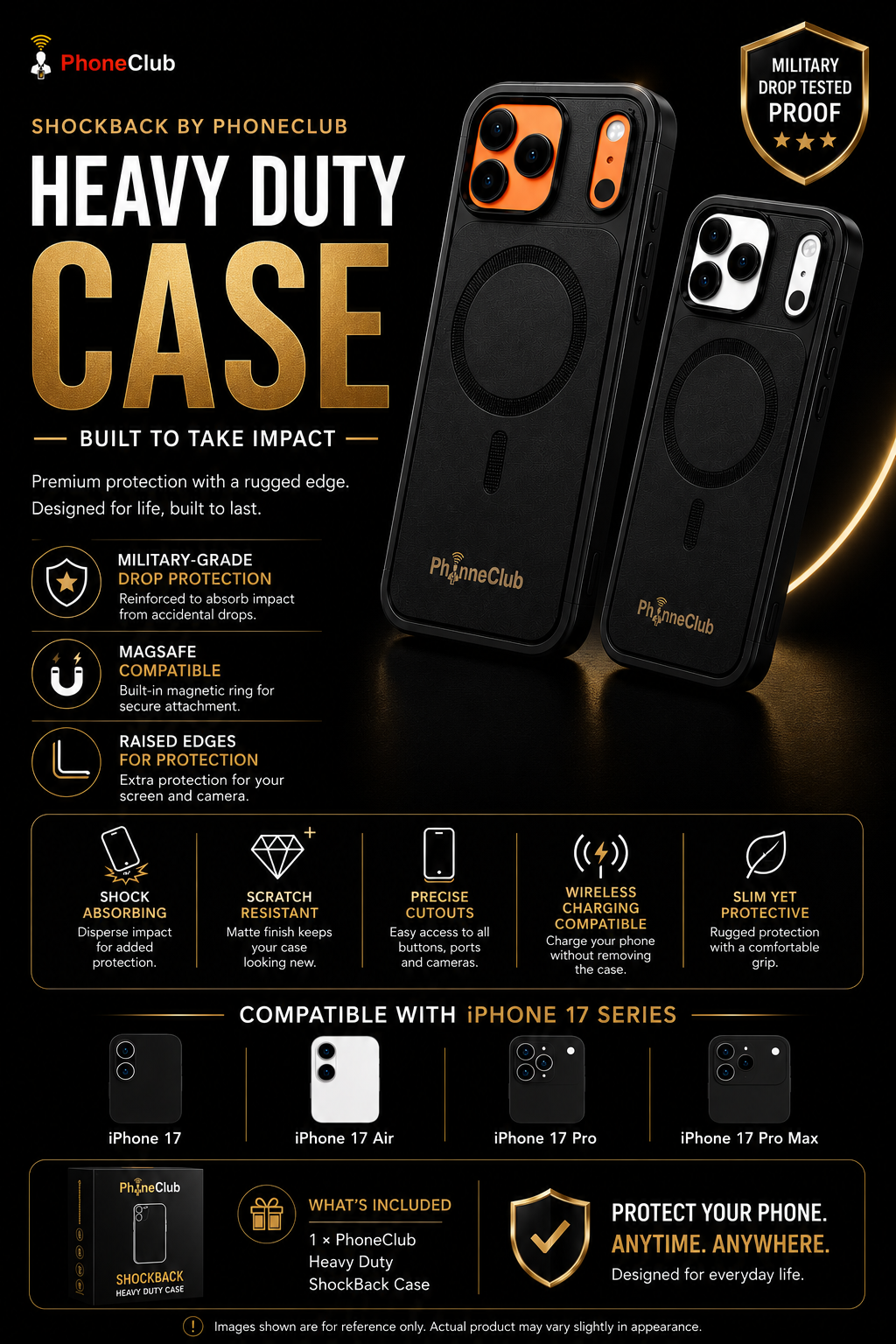 Shock Back by Phone Club Shockproof protection with MagSafe