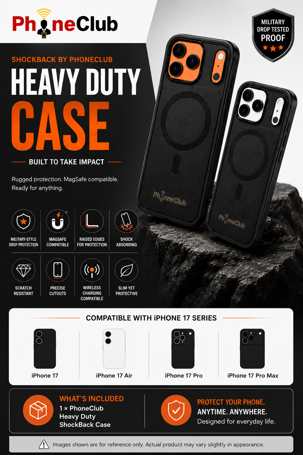 Shock Back by Phone Club Shockproof protection with MagSafe