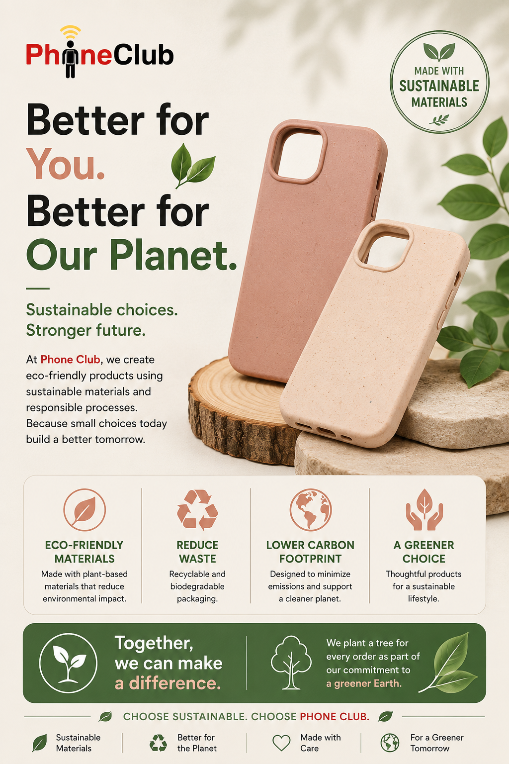Environmental 2M Drop Protection Case 100% Biodegradable Case Designed for Your iPhone