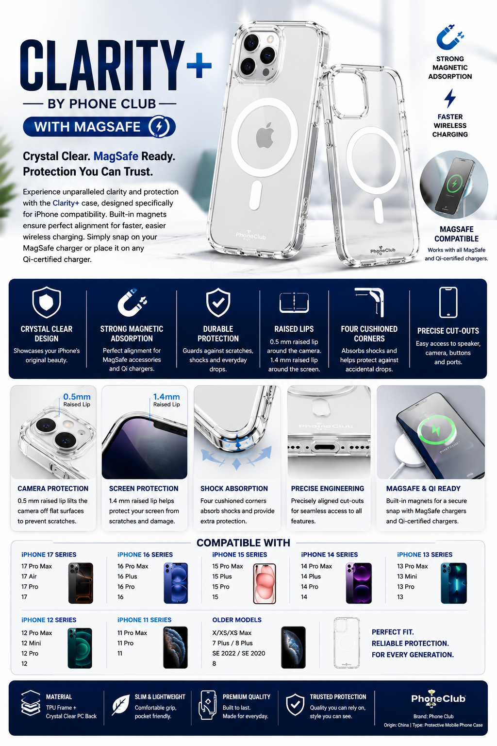 Clarity+ Crystal Clear MagSafe Protection for Your iPhone