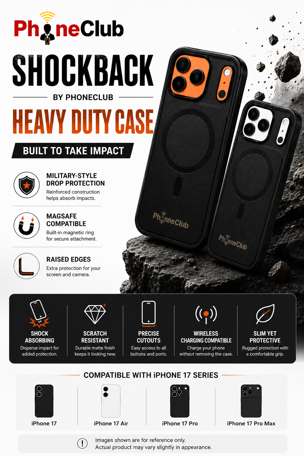 Shock Back by Phone Club Shockproof protection with MagSafe