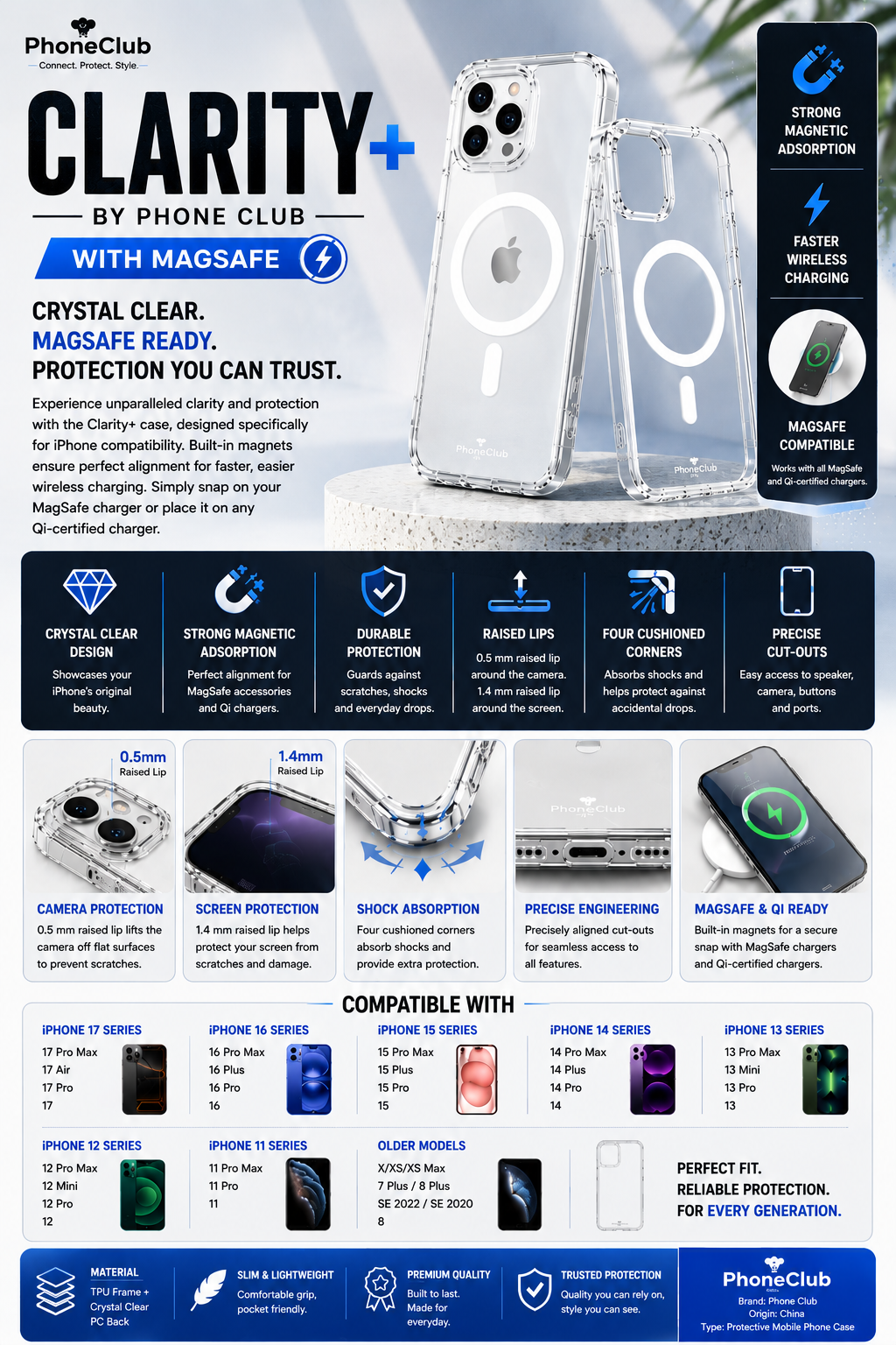 Clarity+ Crystal Clear MagSafe Protection for Your iPhone