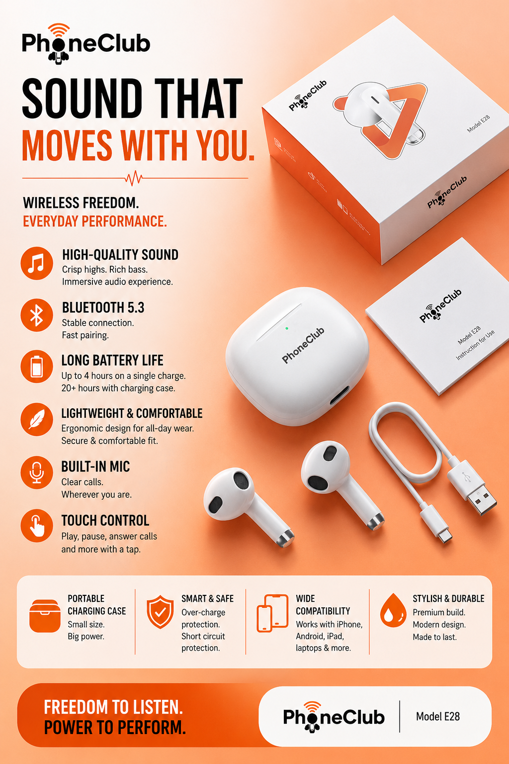 Introducing the Phone Club E28 Bluetooth TWS Headset: Your Ultimate Gaming Companion!