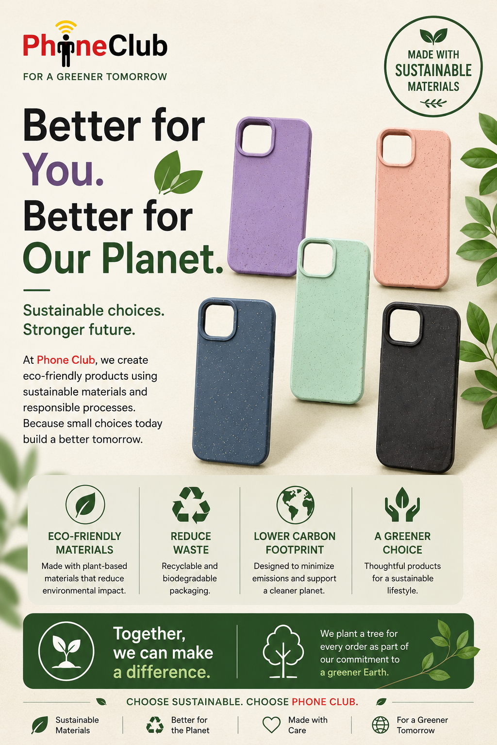 Environmental 2M Drop Protection Case 100% Biodegradable Case Designed for Your iPhone