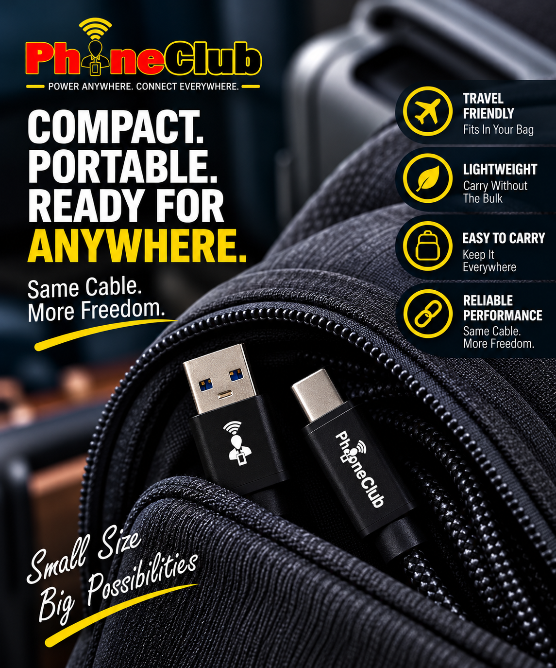 PHONE CLUB 58.42CM (23”) USB-A to USB-C 3.1 Gen2 Cable