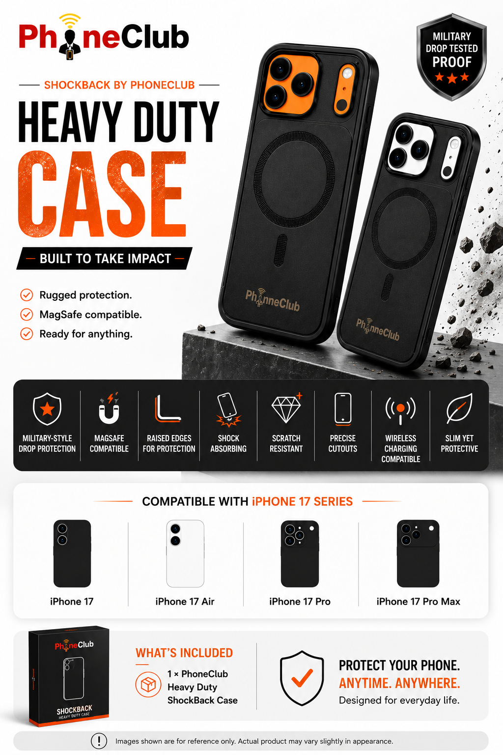 Shock Back by Phone Club Shockproof protection with MagSafe