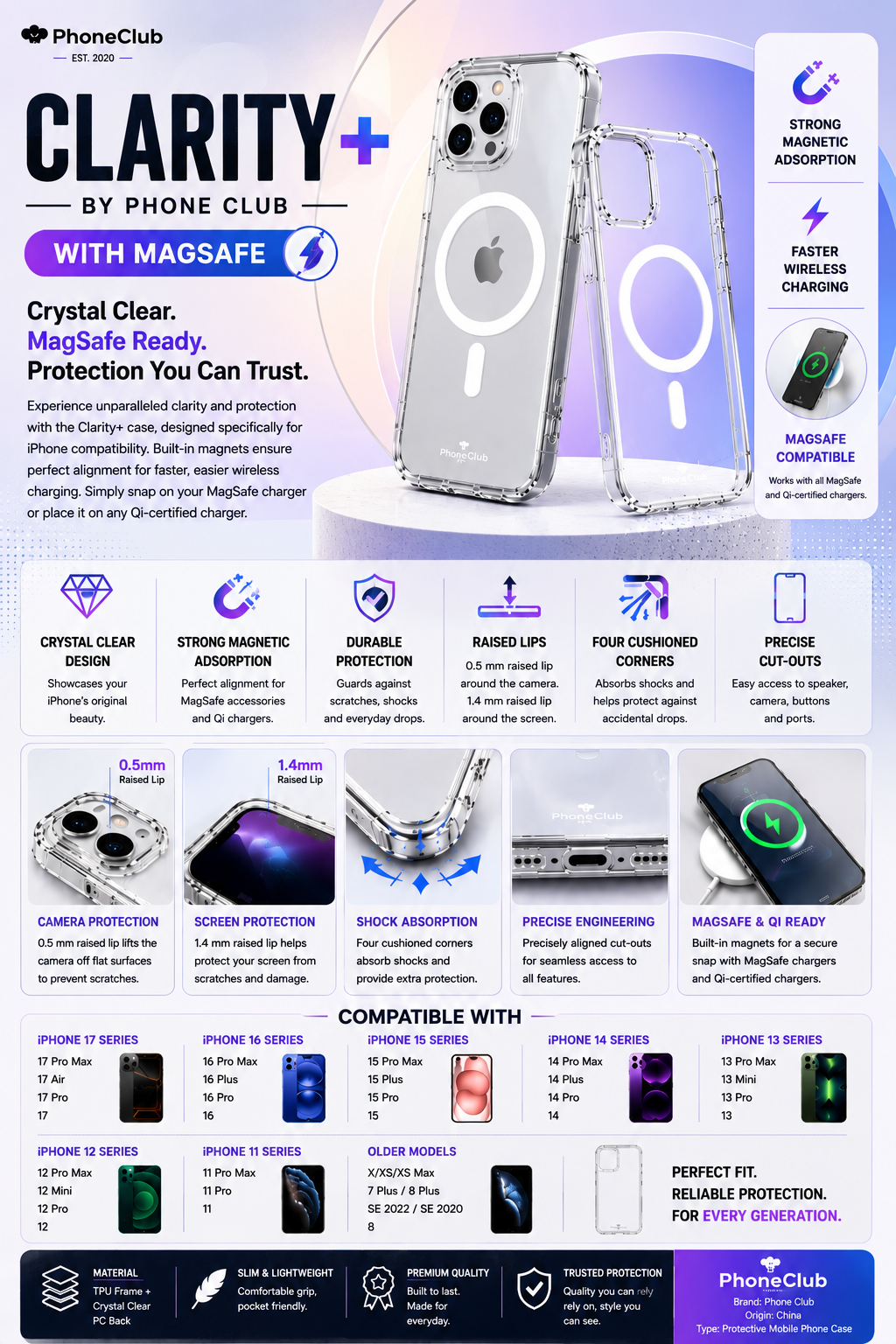 Clarity+ Crystal Clear MagSafe Protection for Your iPhone
