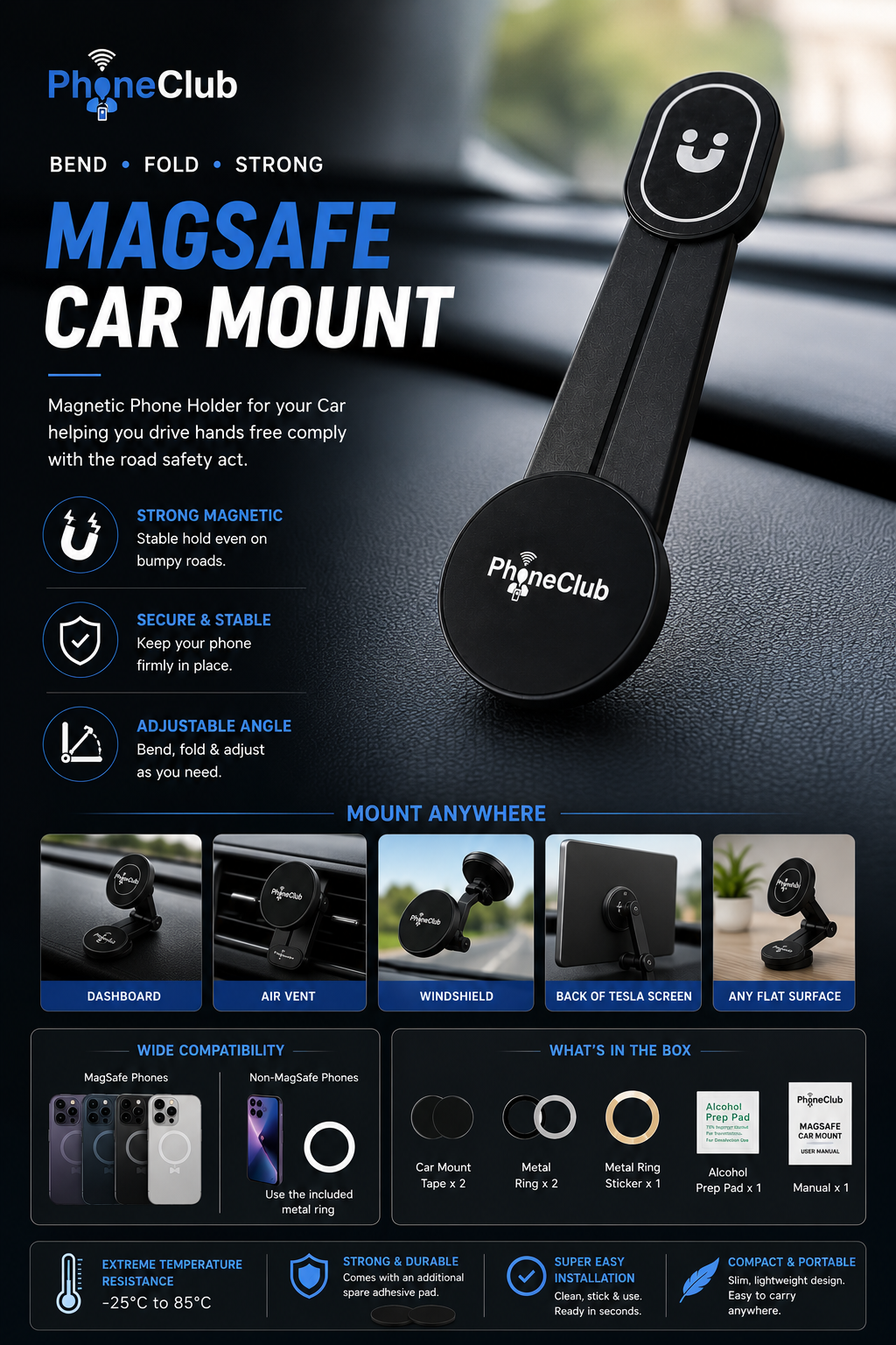 PHONE CLUB Folding Magnetic Phone Holder XJ-88 with Mag-Safe