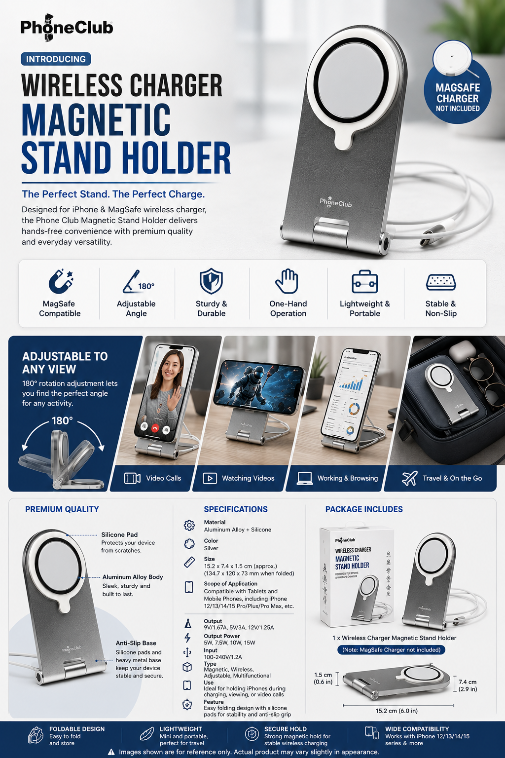 Phone Club Wireless Charger Magnetic Stand Holder