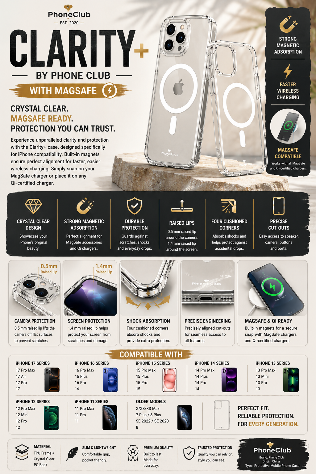 Clarity+ Crystal Clear MagSafe Protection for Your iPhone