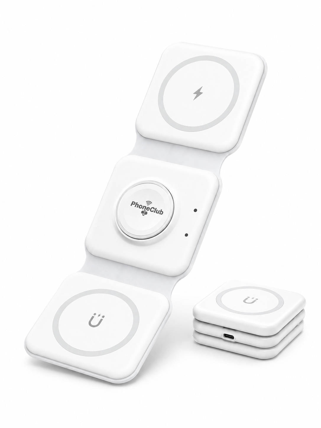 Phone Club Foldable 15W Magnetic Wireless Charger: Your Ultimate 3-in-1 Charging Solution!
