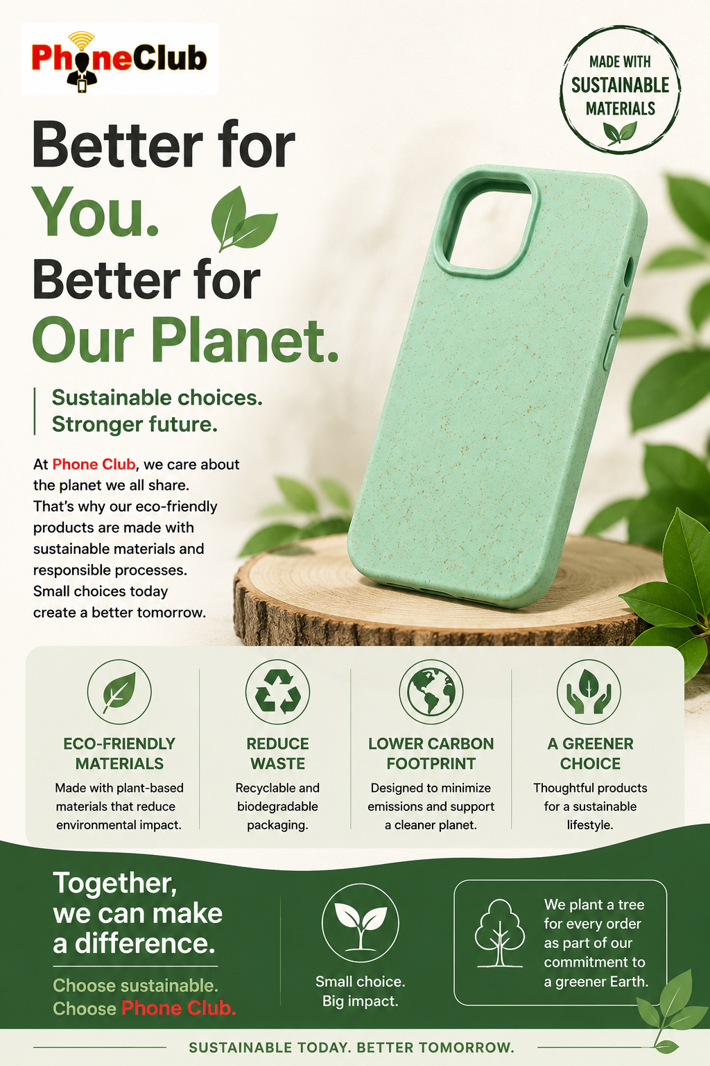 Environmental 2M Drop Protection Case 100% Biodegradable Case Designed for Your iPhone