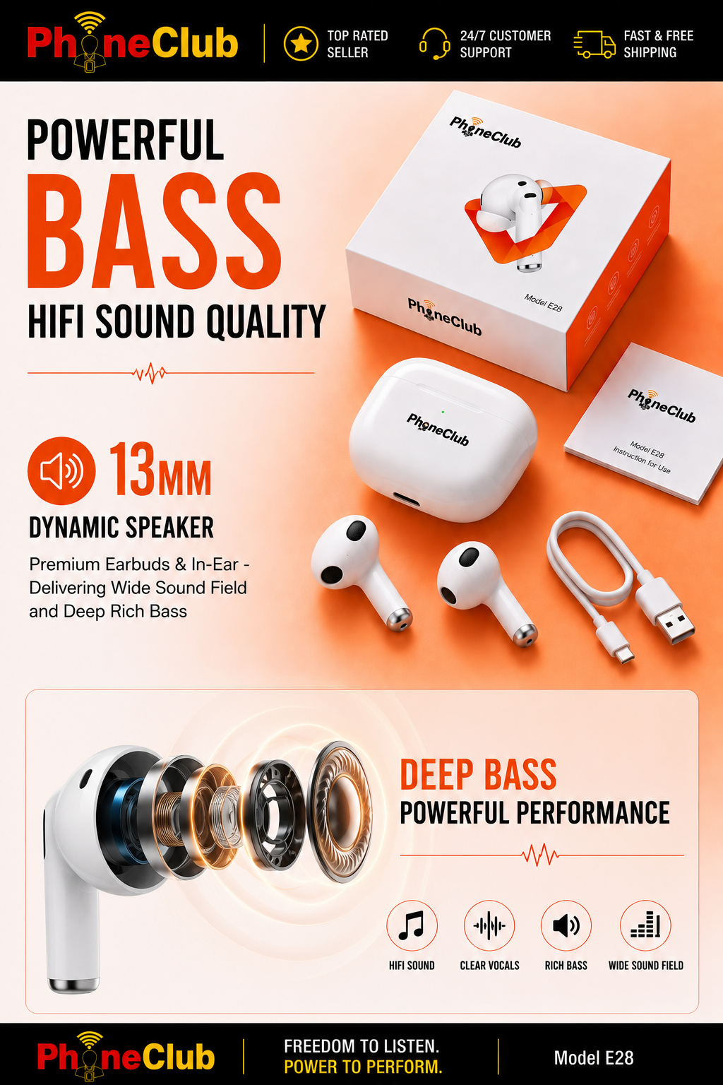 Introducing the Phone Club E28 Bluetooth TWS Headset: Your Ultimate Gaming Companion!