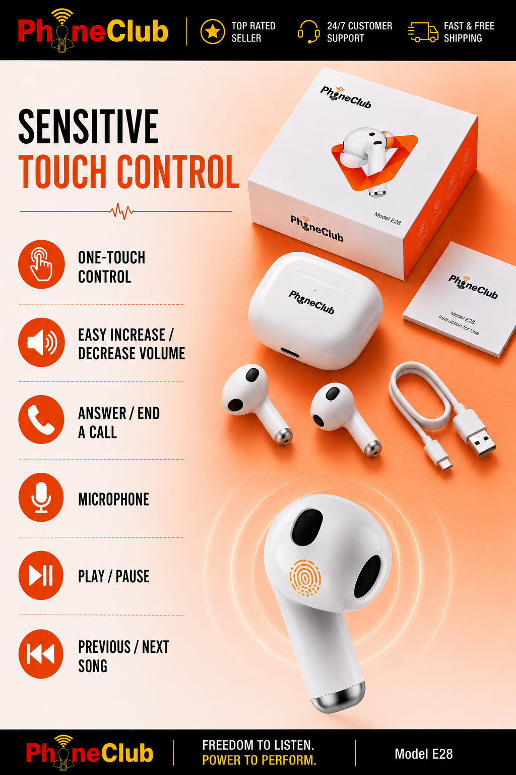 Introducing the Phone Club E28 Bluetooth TWS Headset: Your Ultimate Gaming Companion!
