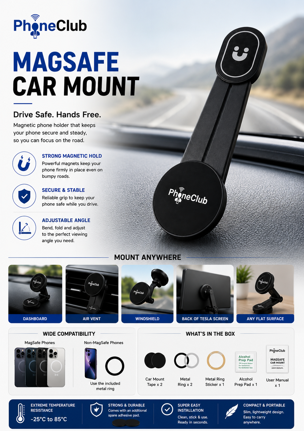 PHONE CLUB Folding Magnetic Phone Holder XJ-88 with Mag-Safe