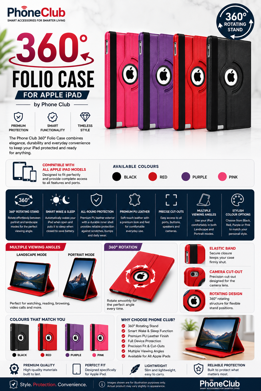 360° Folio Case for Apple iPad by Phone Club