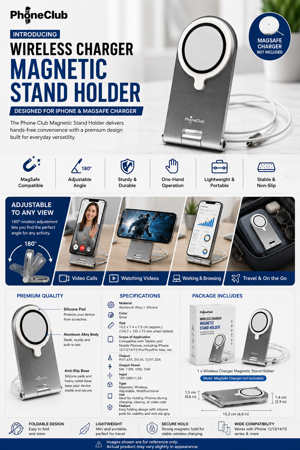 Phone Club Wireless Charger Magnetic Stand Holder