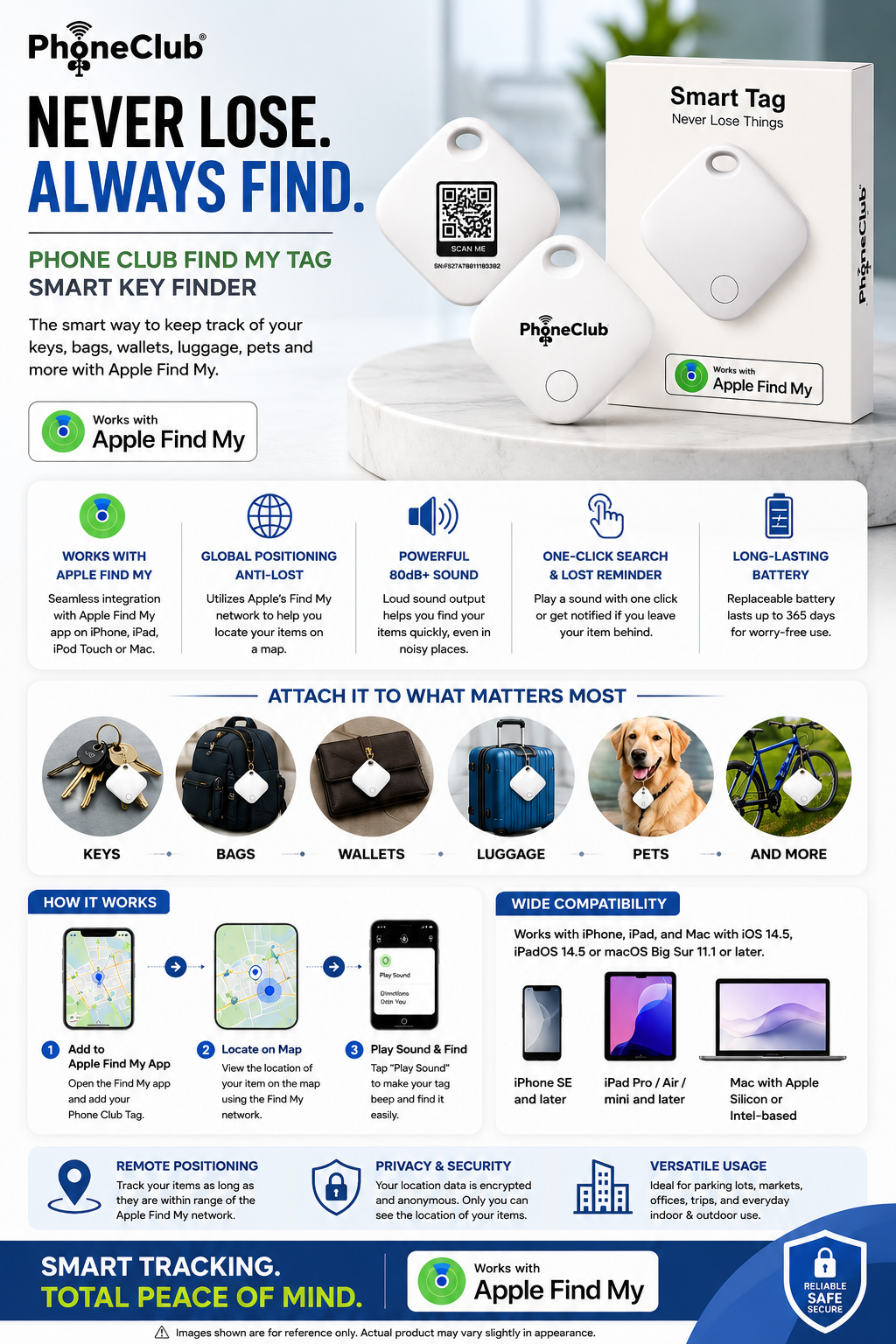 PHONE CLUB Find My Tag Smart Key Finder