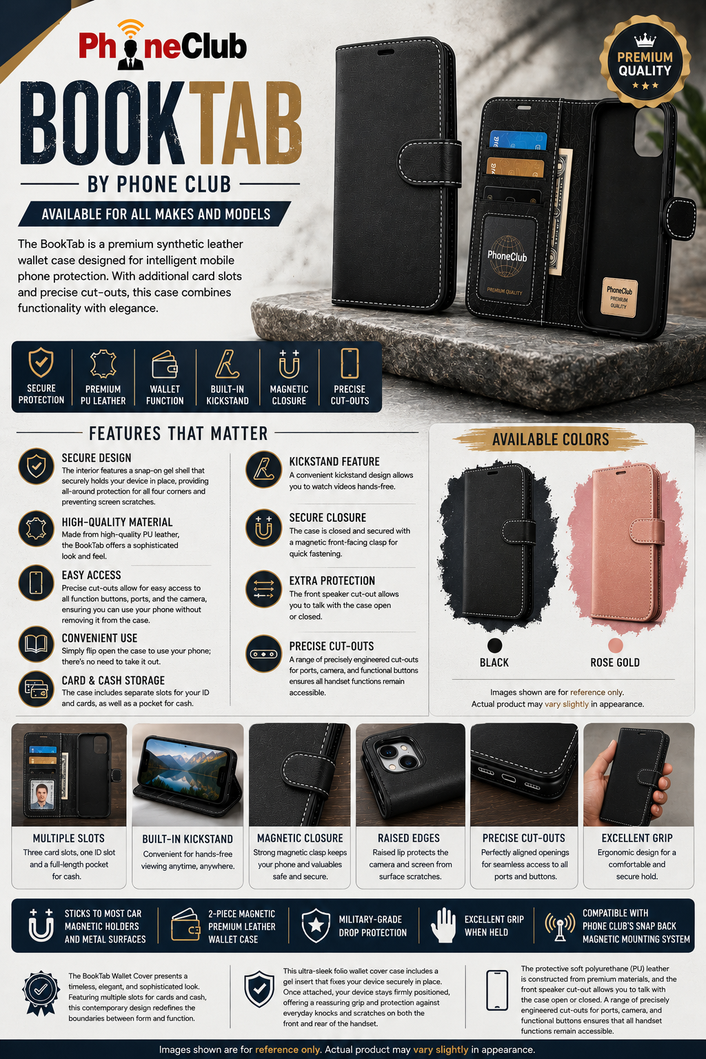 BookTab: Premium Synthetic Leather Wallet Case