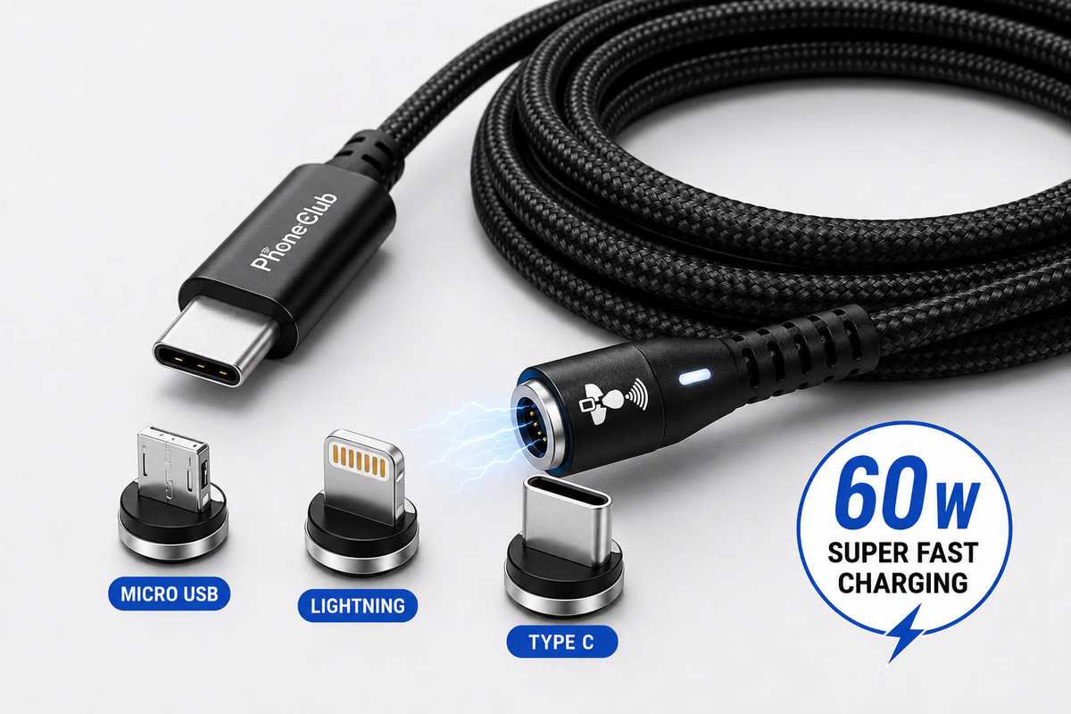 PHONE CLUB 60W Magnetic 3-in-1 Fast Charging Cable