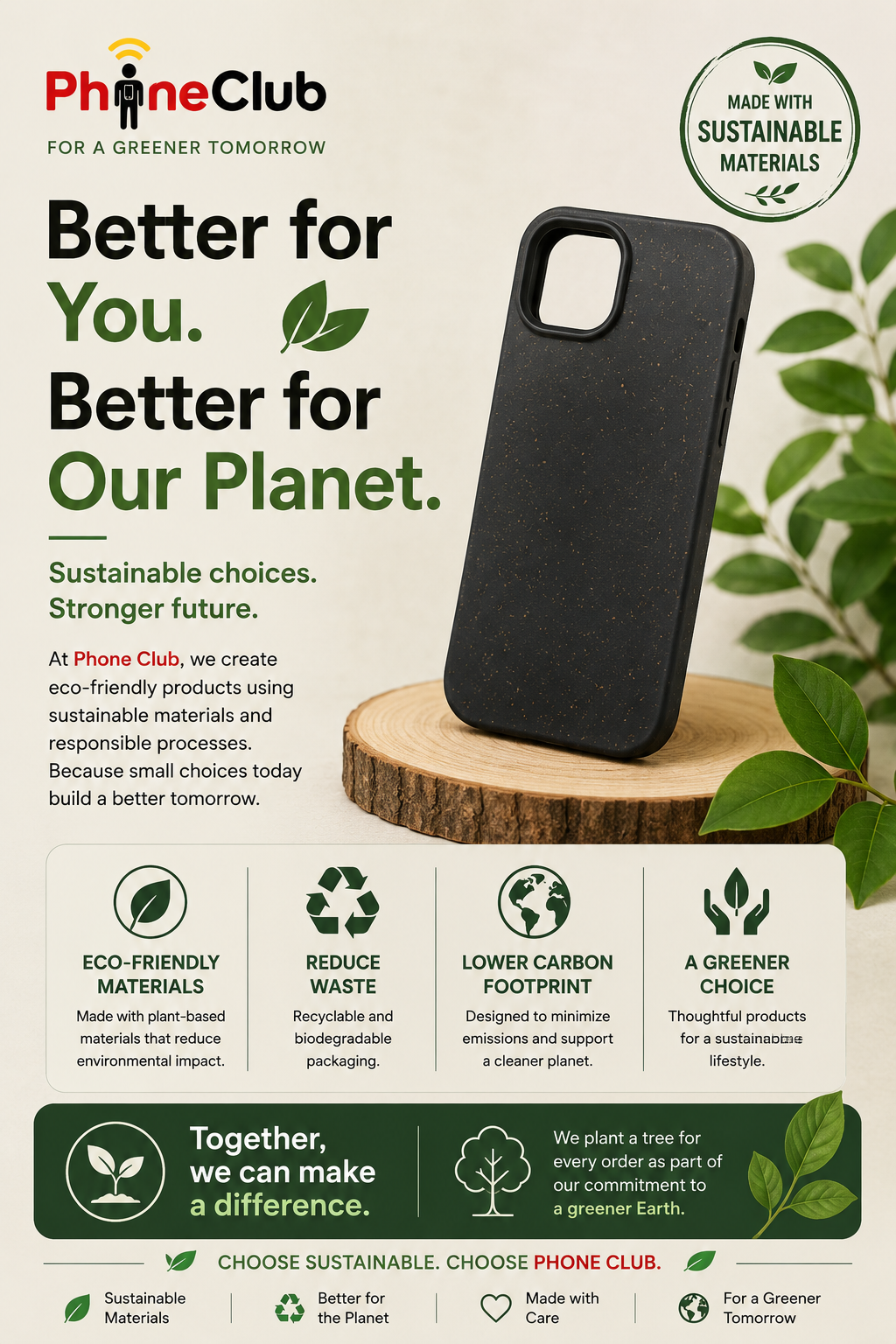 Environmental 2M Drop Protection Case 100% Biodegradable Case Designed for Your iPhone