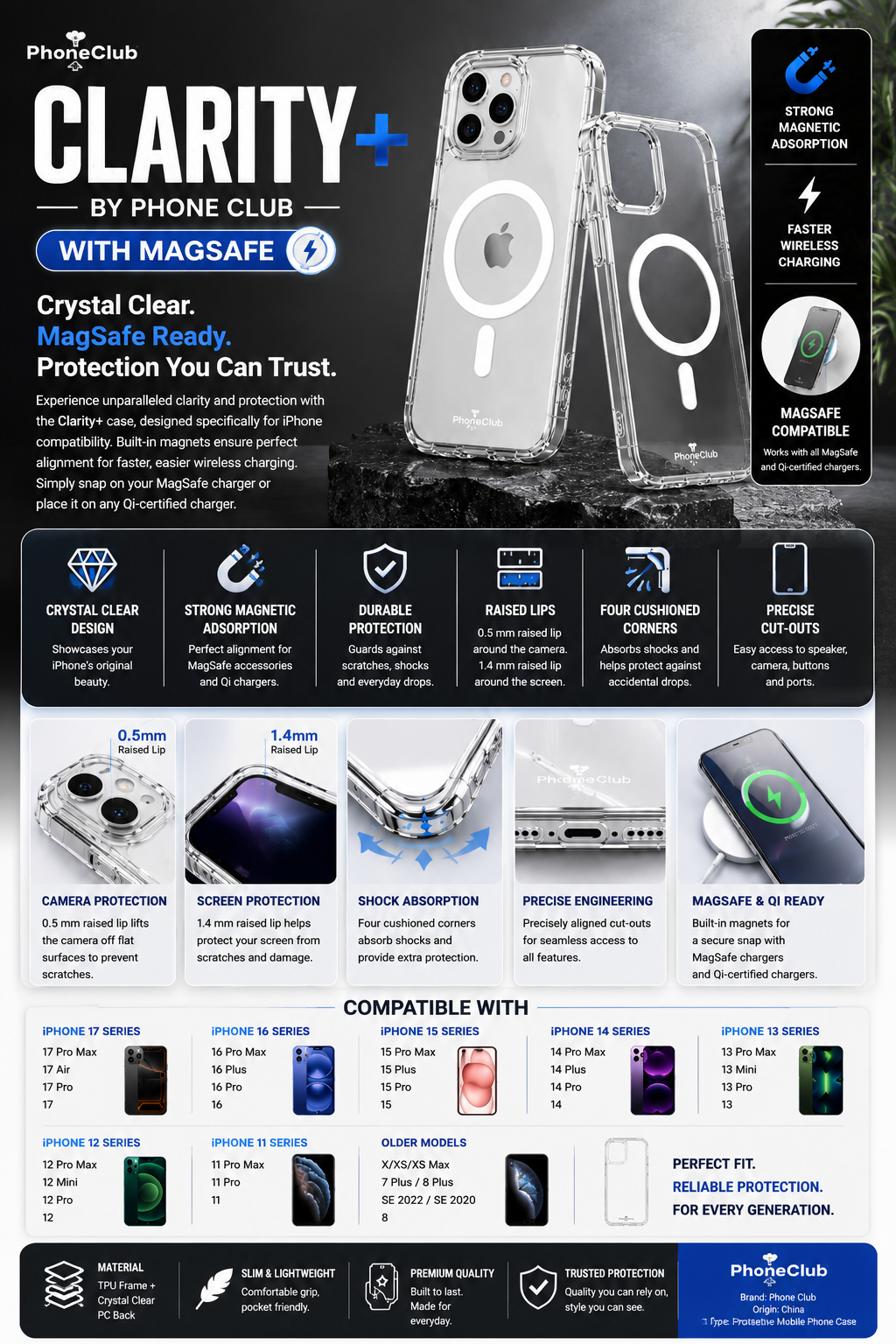 Clarity+ Crystal Clear MagSafe Protection for Your iPhone