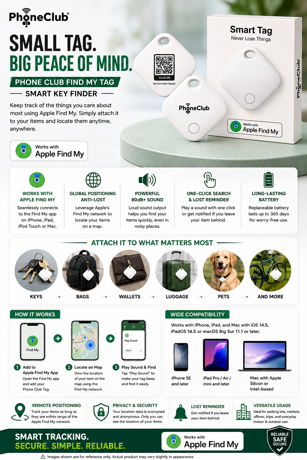 PHONE CLUB Find My Tag Smart Key Finder