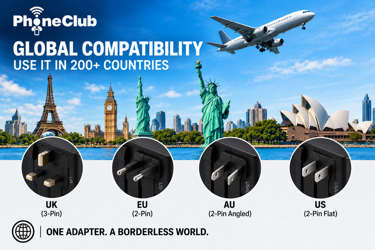 Phone Club 20W Dual Mini World Wide Travel Adapter