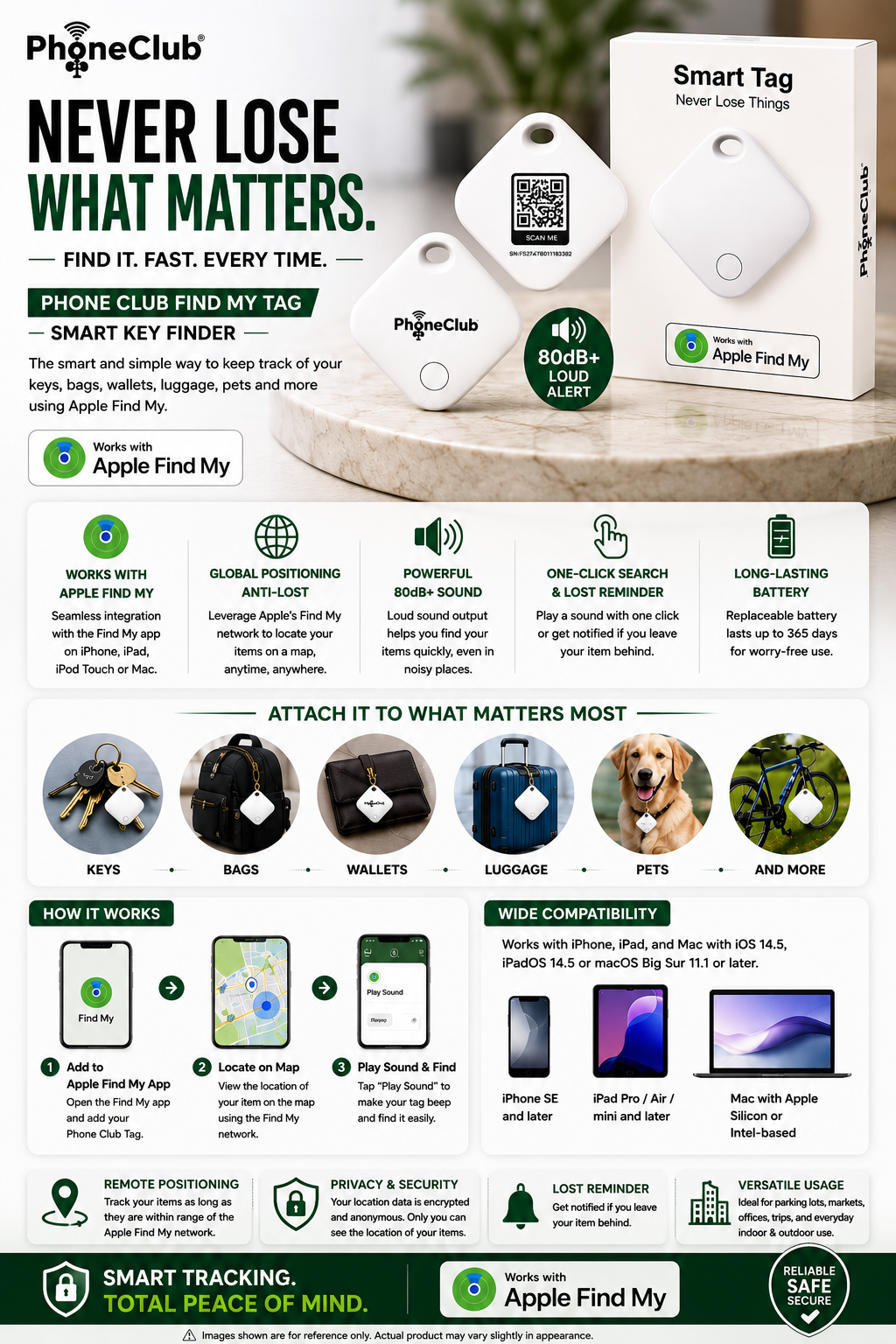 PHONE CLUB Find My Tag Smart Key Finder